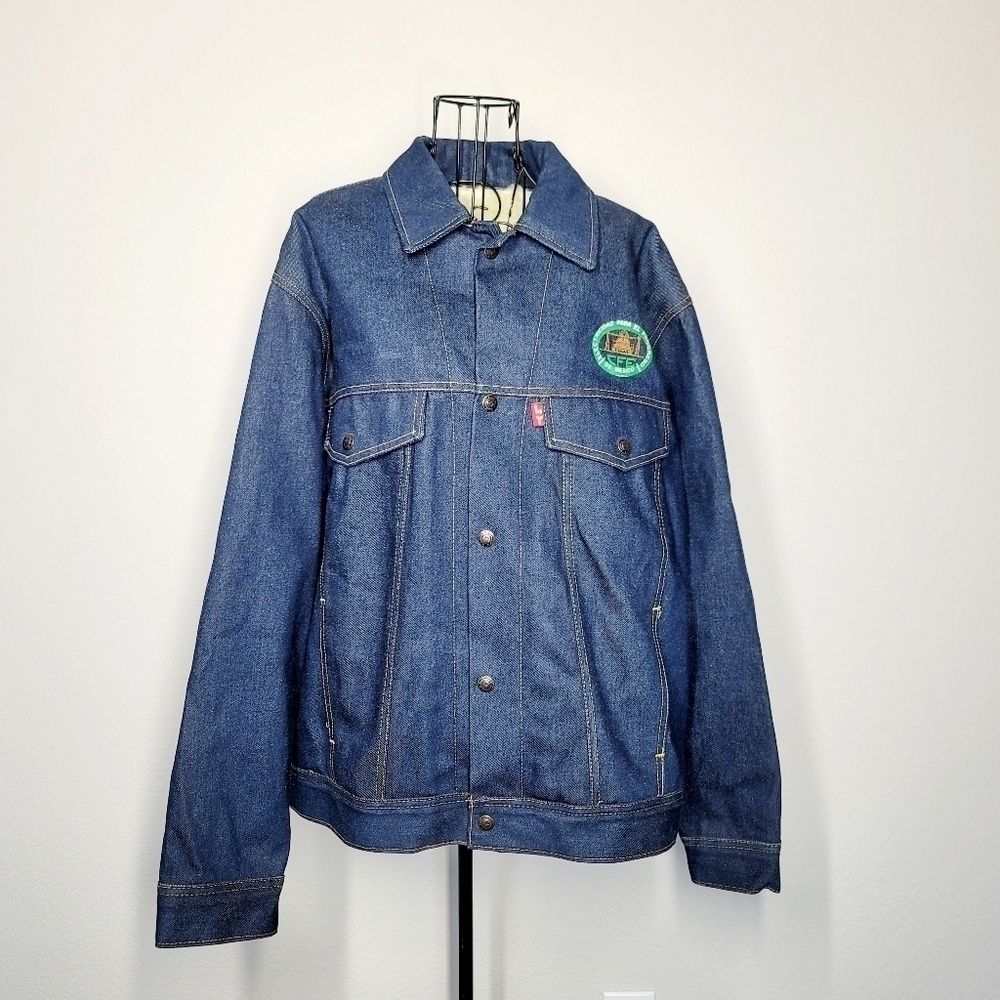 LY Western Dark Blue Denim Jacket with Sherpa Lining
